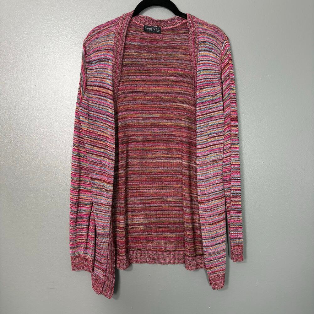 Yarn Art Woman's Pink Marled Open Cardigan - Size Medium/Large - Artsy Sweater